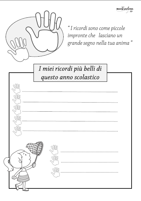 Fine Anno Scolastico - Il mio quaderno dei ricordi da colorare